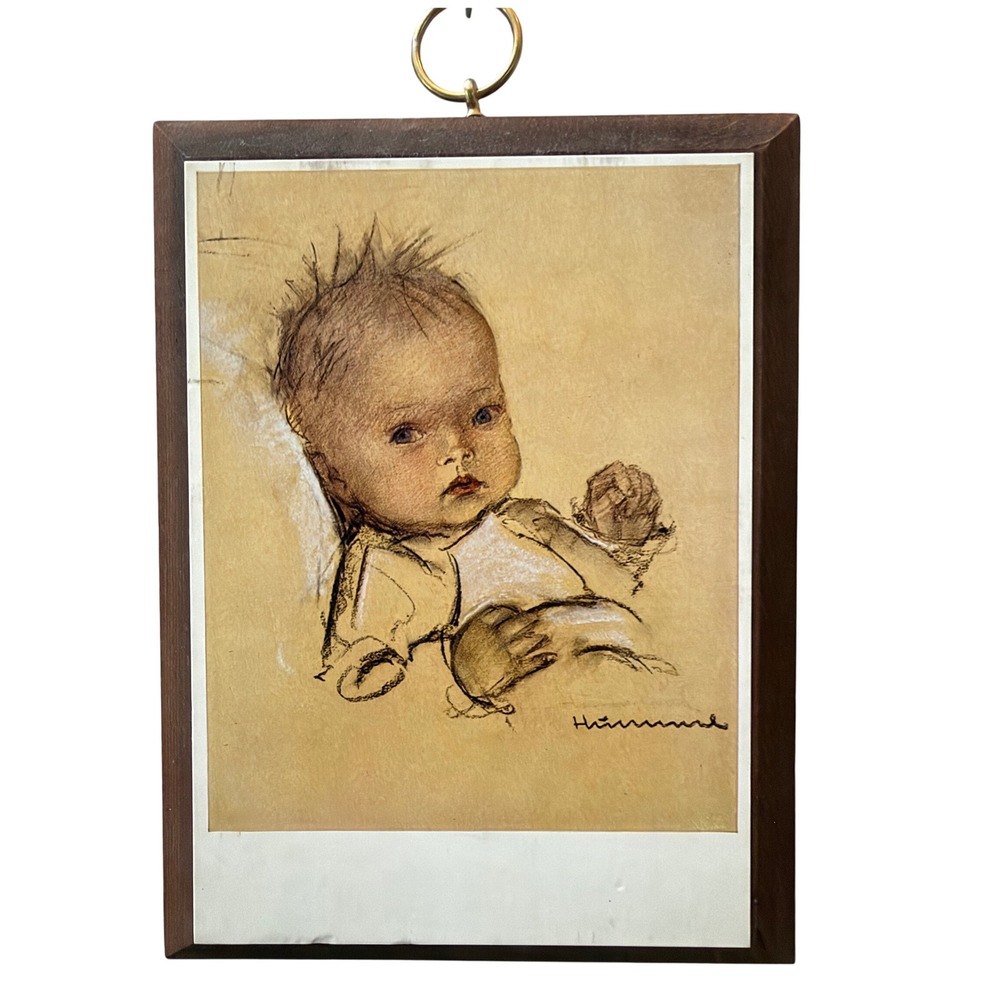 Vintage Hummel Baby Sketch Wood Plaque Wall Art Art Products Plympton MA